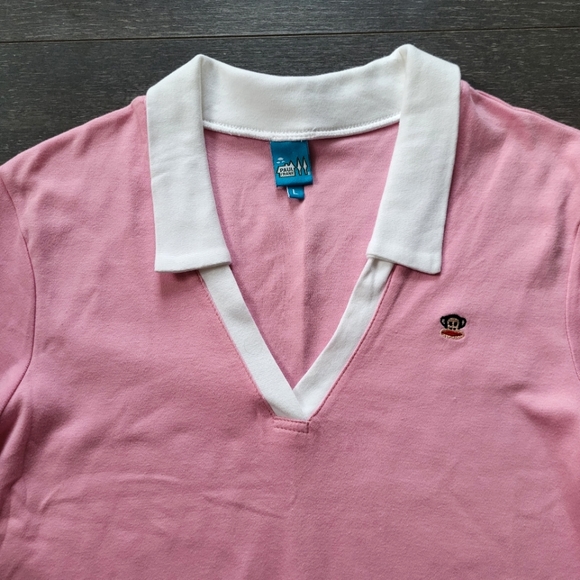 Paul Frank Women Pink Collar V Neck T Shirt L - Picture 2 of 3